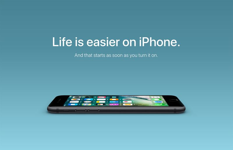 An Apple iPhone advertisement using sans-serif font.