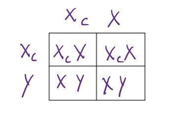 Punnet Square C clockwise from top left: XcX, XcX, XY, XY