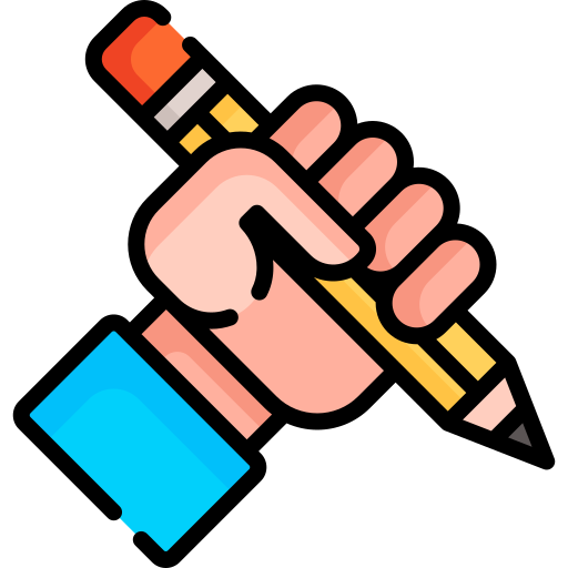 Flaticon Icon of a hand holding a pencil.