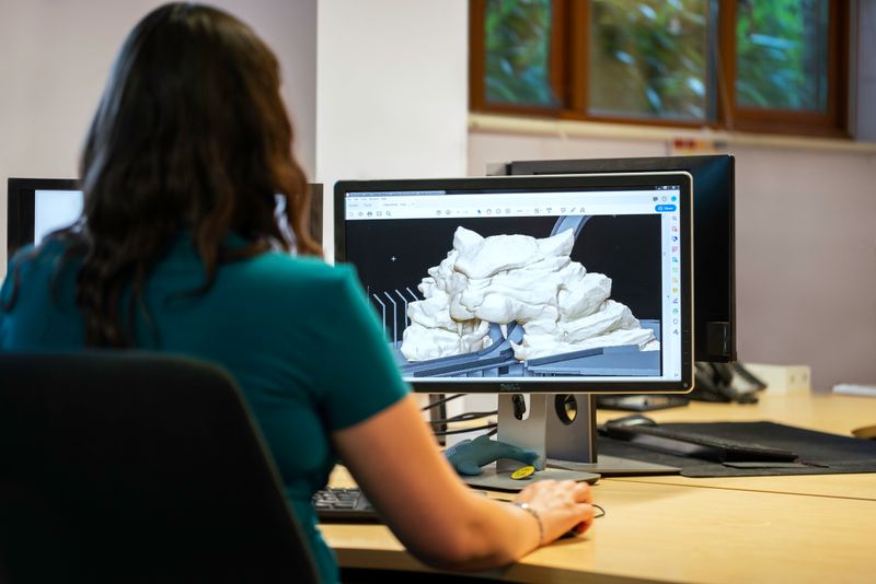 A woman designing an image on a computer