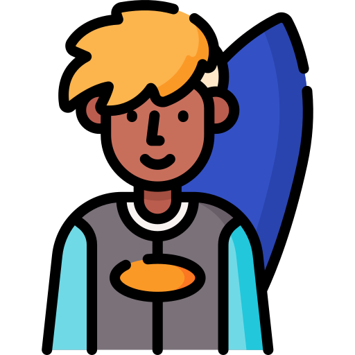 Flaticon Icon male with a surfboard.