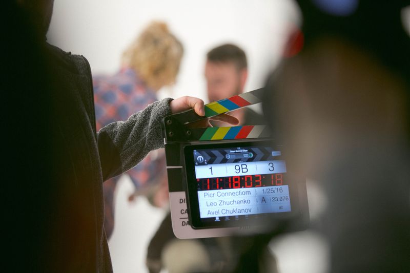 Clapperboard in focus