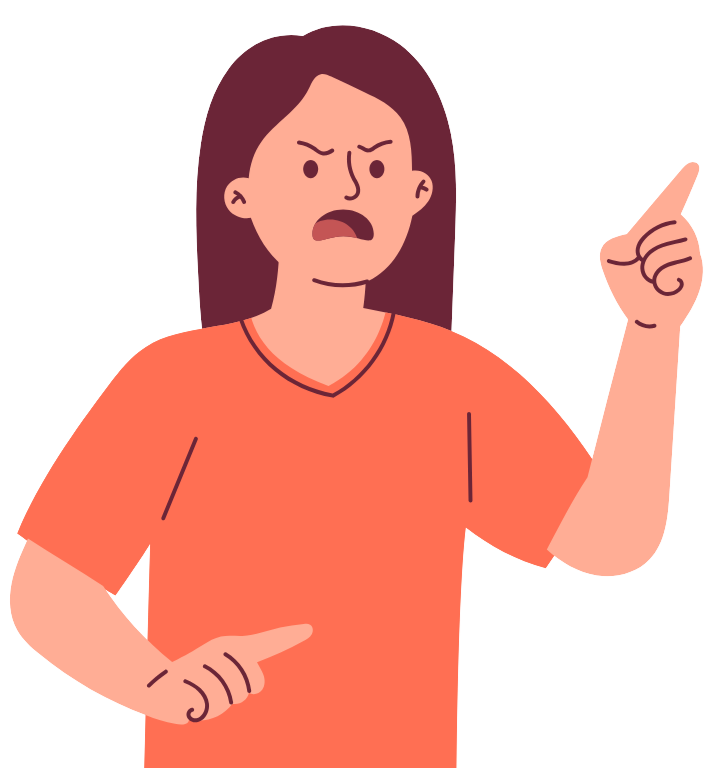 A frustrated Charlie pointing their finger.