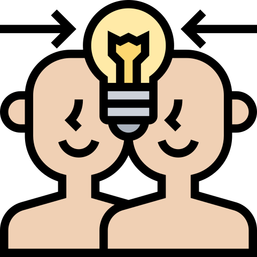 Two people with a lightbulb