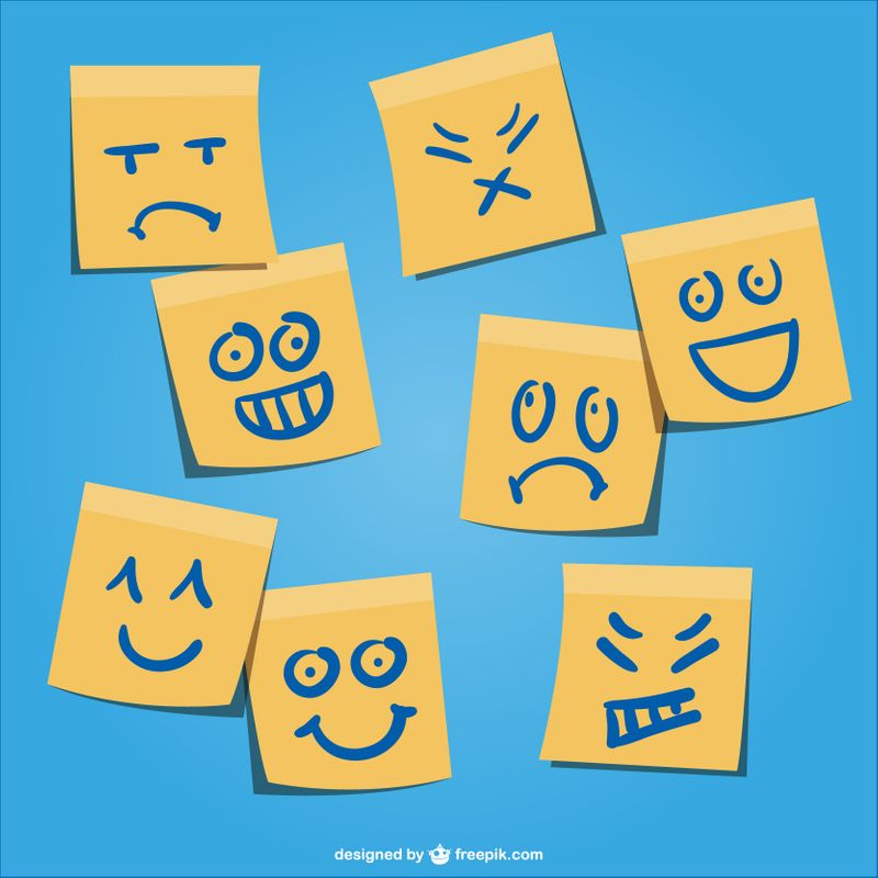 Primary and Secondary Emotions: Paper Stickers with Different Emotions