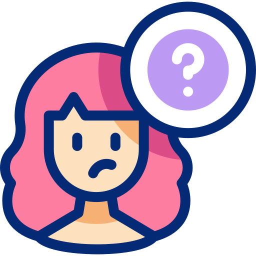 Icon: Person with an unsure negative expression and a circle with a question mark by their head
