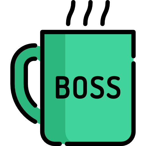 Icon illustration of a mug with the word 