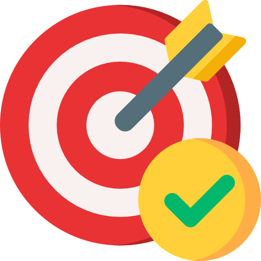 Icon of a red and white target with an arrow hitting the bullseye