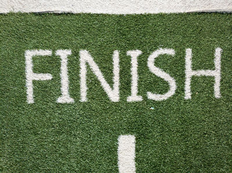 A finish line on a school's athletic field.