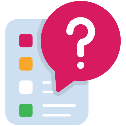 Icon: Multiple choice symbol with a speech bubble with a question mark inside