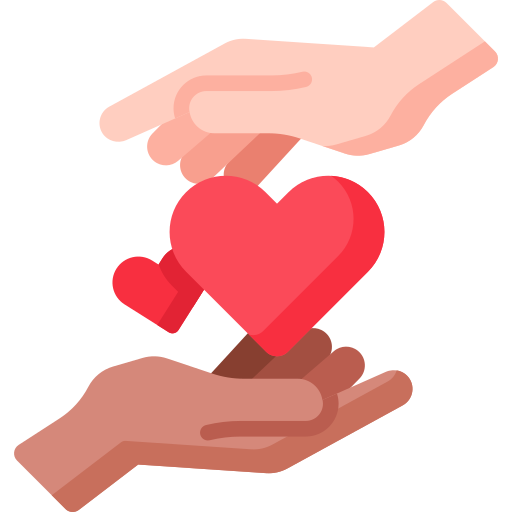 A hand giving hearts to another hand