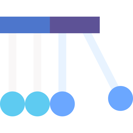 An icon of a Newton's cradle representing consequence