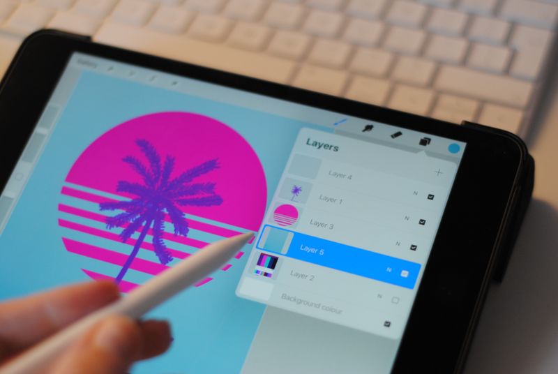 Procreate application in use using layers