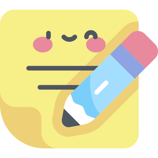 Icon for a sticky note and a pencil
