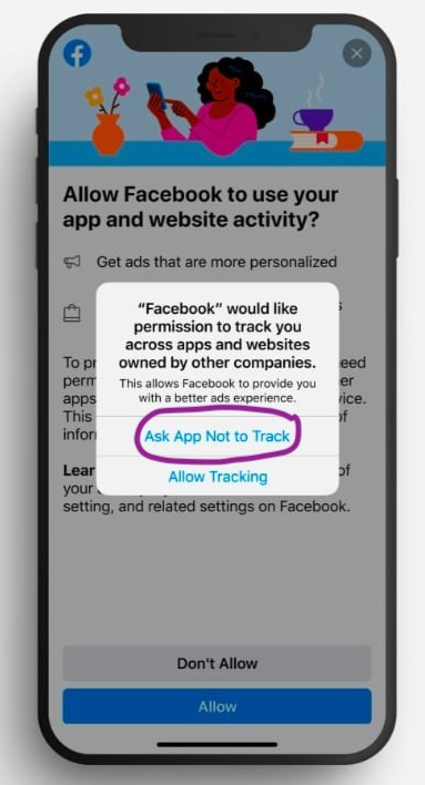 Screenshot of tracking consent notification