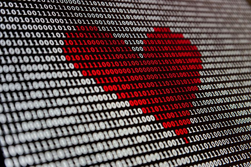 Picture of heart on computer screen