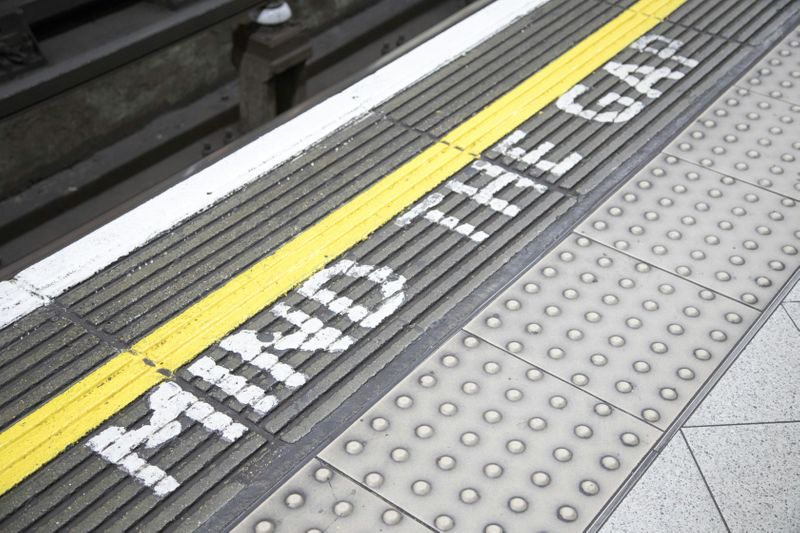 Image of Mind the Gap on underground station platform.
