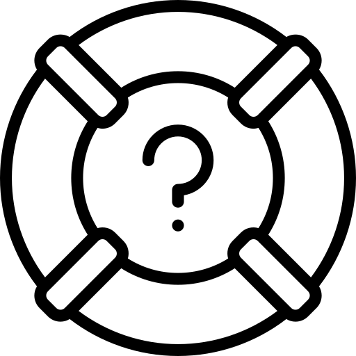 Life preserver with a question mark in the centre