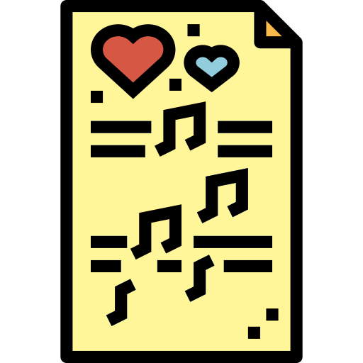 Sheet music with hearts Icon