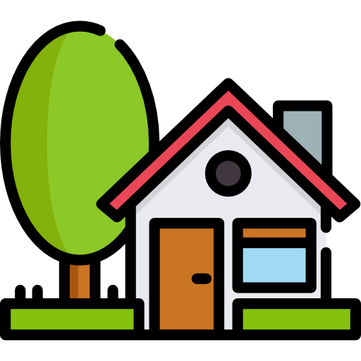Icon of the front of a house with a tree