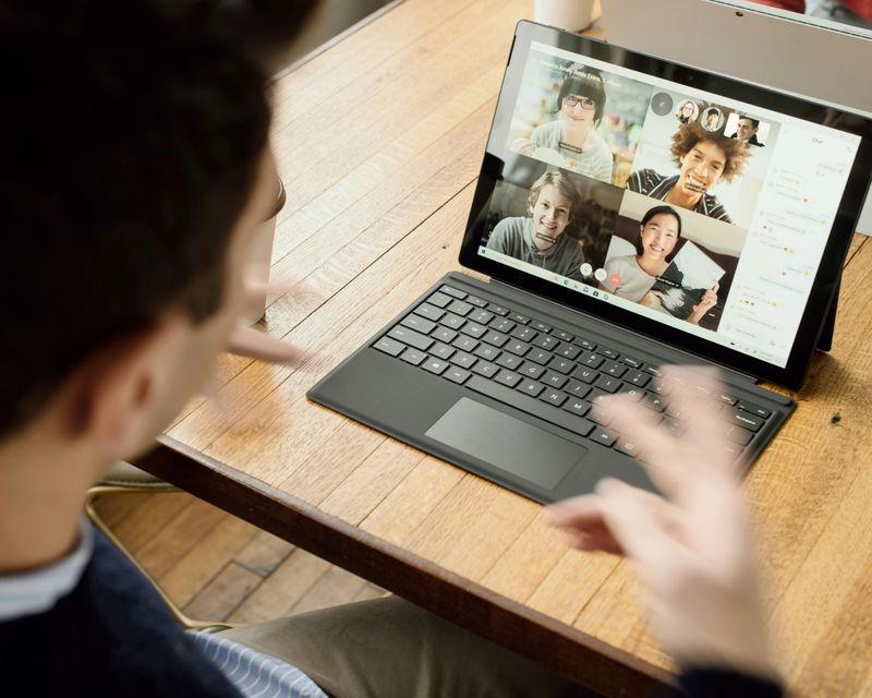 A person in an online meeting.