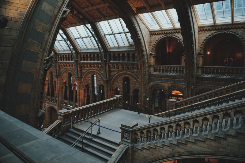A grand museum staircase