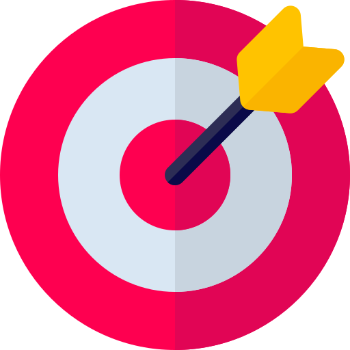 A round target with an arrow on the bullseye.
