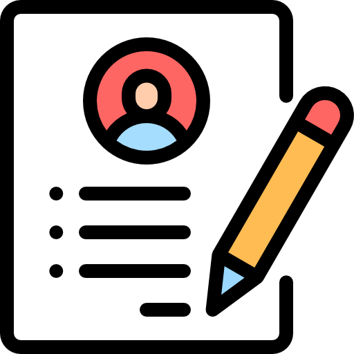 An icon of a resume with a pencil over it. 