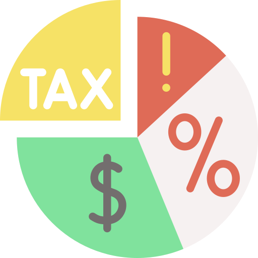 An icon of a pie graph, highlighting the tax portion.