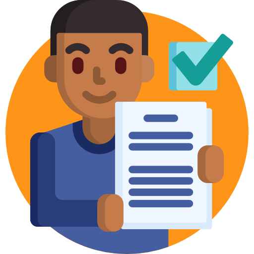 Flaticon Icon student holding test paper with check mark