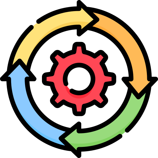 Icon of a circle with arrows demonstrating a process