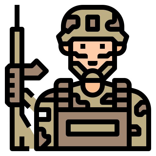 Flaticon Icon; illustration of person in military uniform