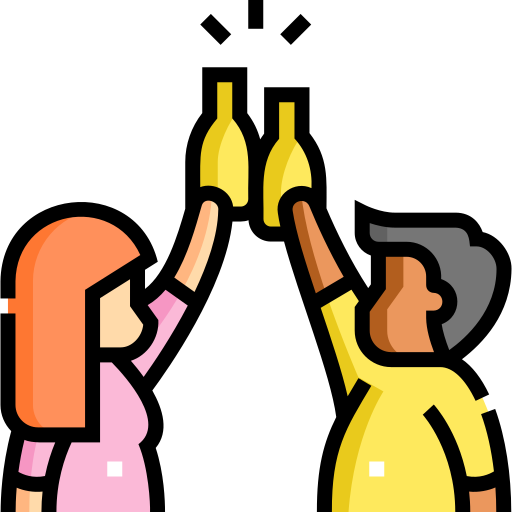 Two people cheers beer bottles