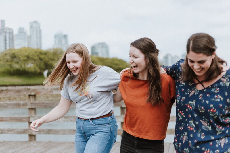 Three girlfriends having fun.