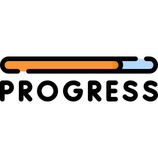 Progress bar above the word “progress”.