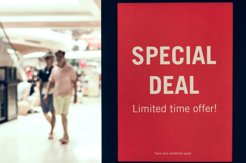 'special deal' sign in the mall