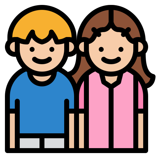 Icon of two teenagers, a boy and a girl, standing side by side.