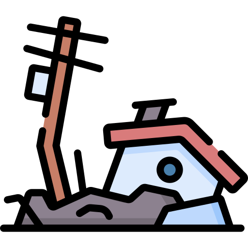 Icon of a house collapsing