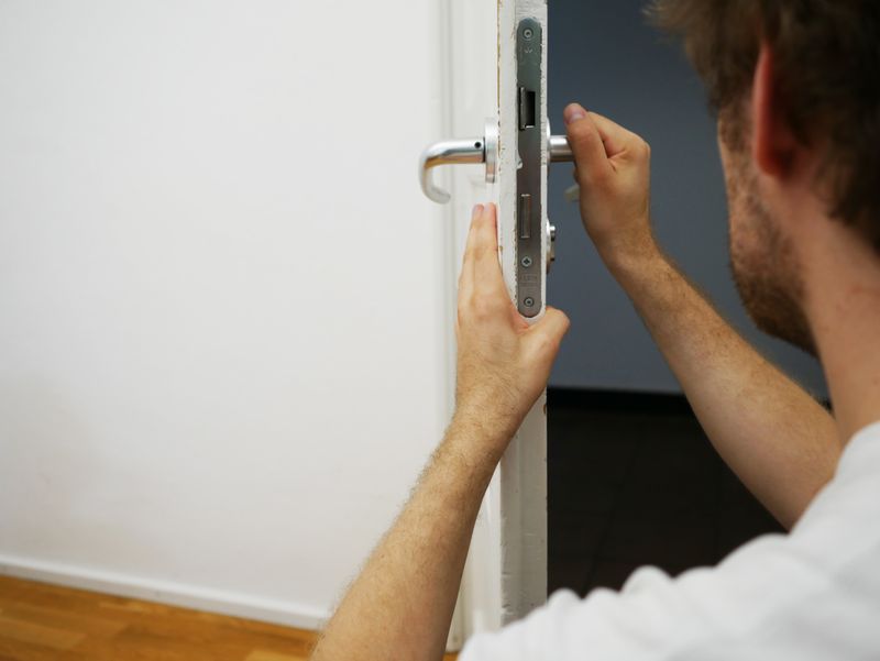 Photo of man fixing door lock by Maria Ziegler on Unsplash
