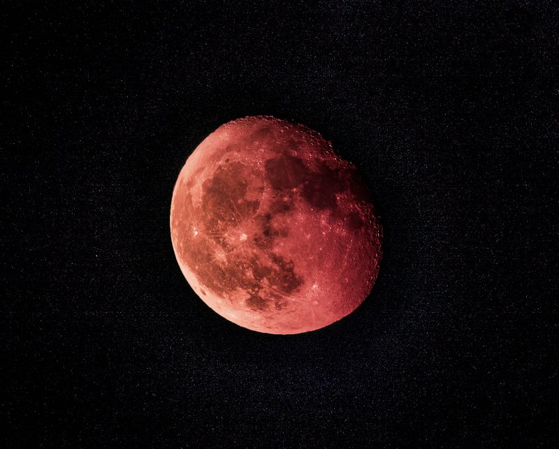 A red moon during a lunar eclipse.