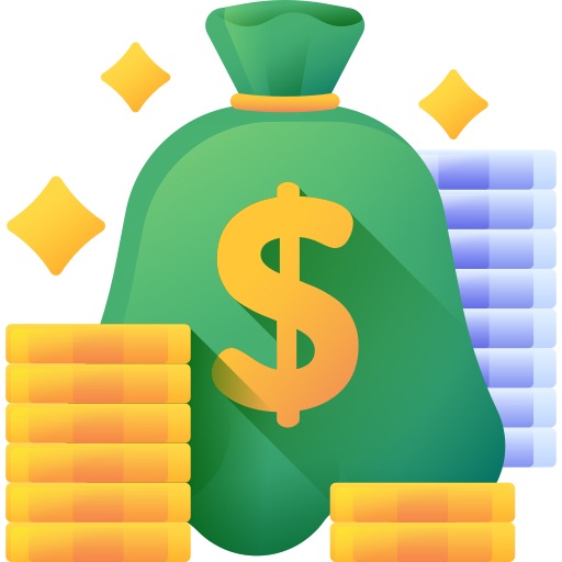 Coins and bag of money icon.