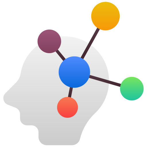 Side profile of a human head with an interconnected map using dots and lines over the head.