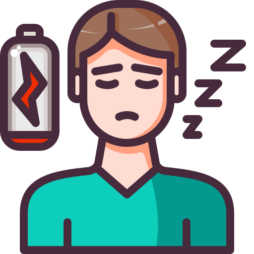 Icon of tired man with low battery