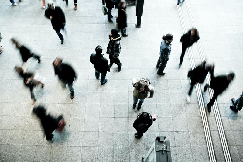 People in a public place outdoors.