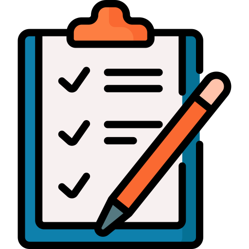 Flaticon Icon of a clipboard with checkmarks, and a pencil