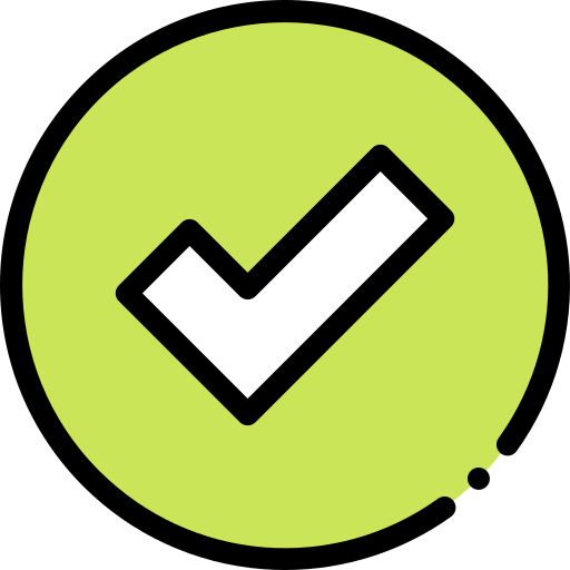 white checkmark on a light green circle