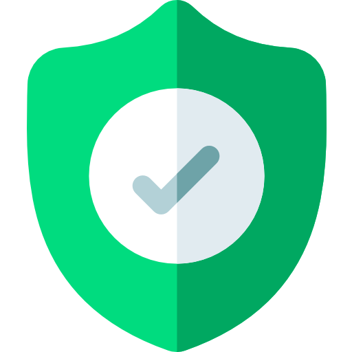 Icon of a green shield with a checkmark inside it