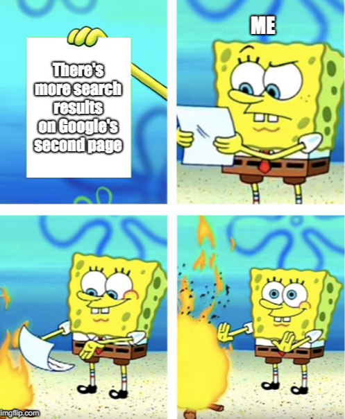 Spongebob burning a piece of paper that reads, 