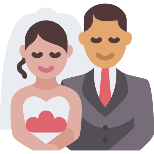 Icon of a man and woman getting married
