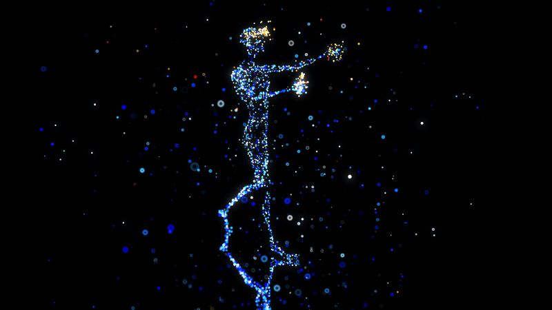 A digital image of a person that looks like a constellation